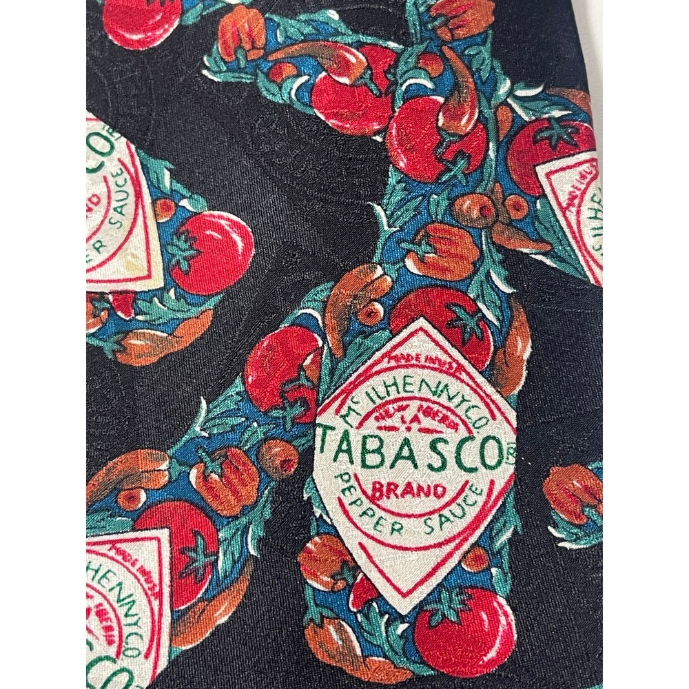 Tabasco Pepper Sauce Tomato Novelty Black Silk Men's Necktie